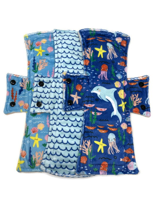 Under the Sea Minky Night/Postpartum Pads - Tree Hugger Cloth Pads
