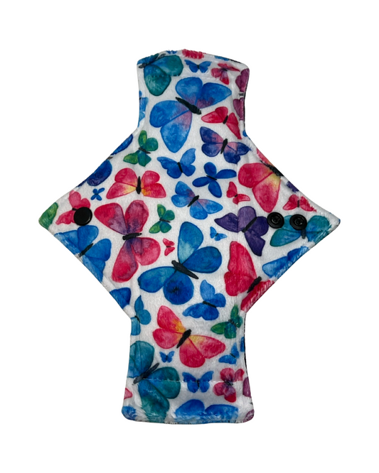 Stash Dash Event 2023 - Backed with Softshell Fleece Watercolour Butterflies Limited Edition Minky Single Light Flow Day Pad - Tree Hugger Cloth Pads