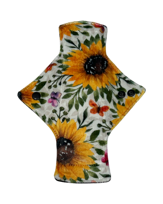 Stash Dash Event 2023 - Backed with Softshell Fleece Sunflowers Limited Edition Minky Single Heavy Flow Day Pad - Tree Hugger Cloth Pads