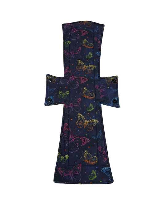 Stash Dash Event 2023 - Backed with Softshell Fleece Navy Butterflies Limited Edition Cotton Single Super Night/Postpartum Pad - Tree Hugger Cloth Pads