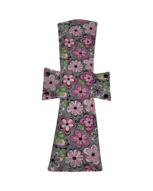 Stash Dash Event 2023 - Backed with Softshell Fleece Pink & Lime Flowers Limited Edition Cotton Single Super Night/Postpartum Pad - Tree Hugger Cloth Pads
