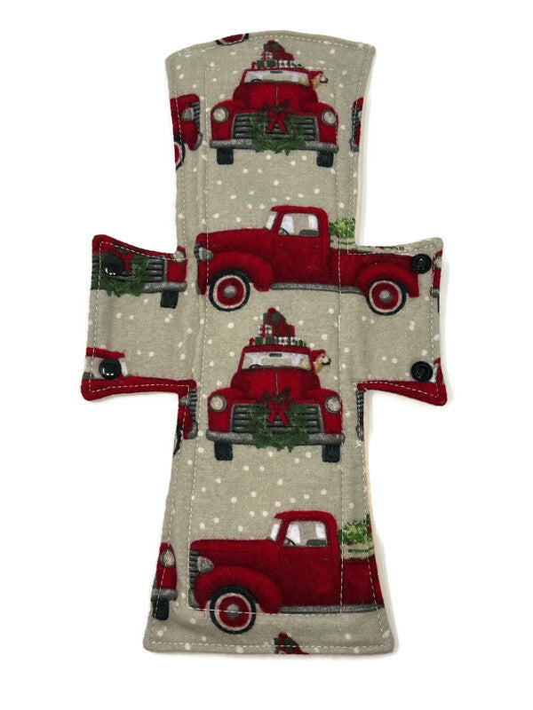 2023 Flannel Festive Trucks Limited Edition Cotton Single Night/Postpartum Pad
