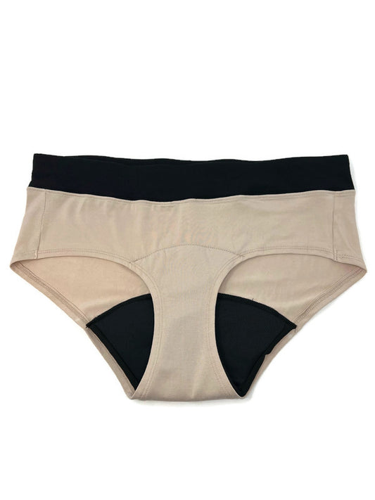 "Game Changer" Period Underwear - Mid-Rise -Beige/Black XL Only