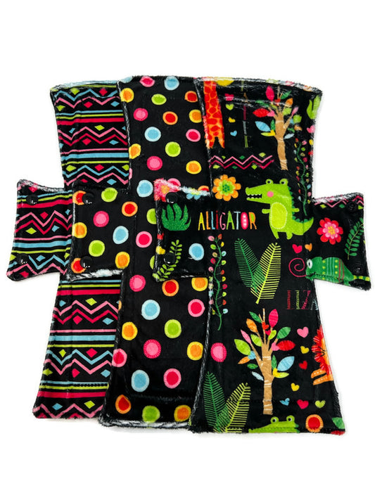 Neon Black Minky Night/Postpartum Pad Set - Tree Hugger Cloth Pads