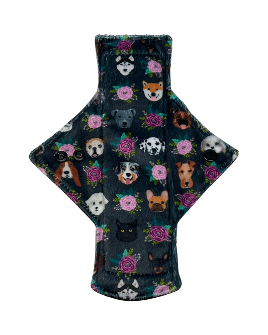 Stash Dash Event 2023 - Backed with Softshell Fleece Puppy Faces Limited Edition Minky Single Light Flow Day Pad - Tree Hugger Cloth Pads