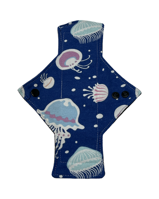 Stash Dash Event 2023 - Backed with Softshell Fleece Blue Jellyfish Limited Edition Cotton Single Heavy Flow Day Pad - Tree Hugger Cloth Pads