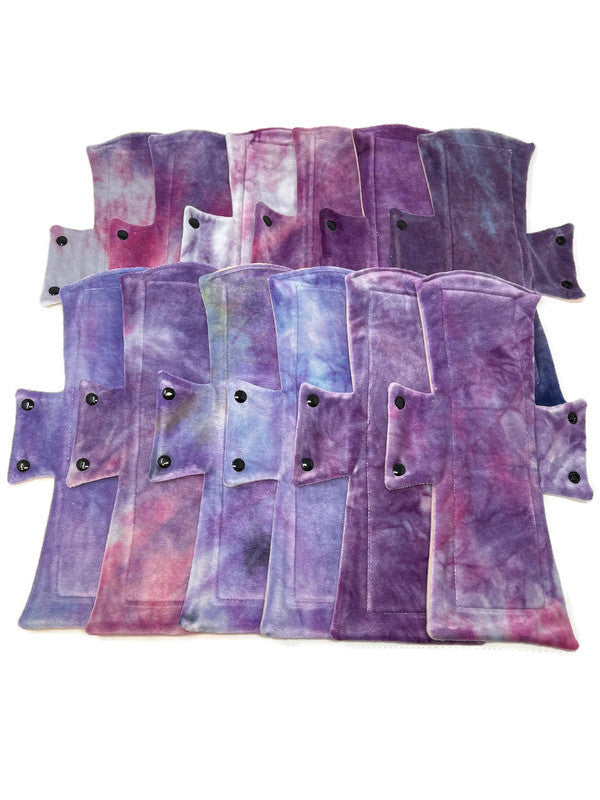 Purple Dozen Hand Dyed Bamboo Night/Postpartum Pads