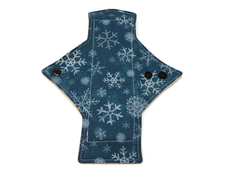 Turquoise Snowflakes Cotton Single Heavy Flow Day Pad - Tree Hugger Cloth Pads