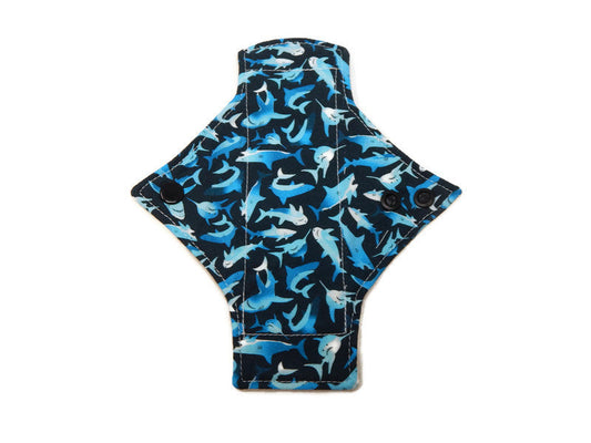Stash Dash Event 2022 - Backed with Wind Pro® Fleece Tiny Sharks Limited Edition Cotton Single Pantyliner - Tree Hugger Cloth Pads