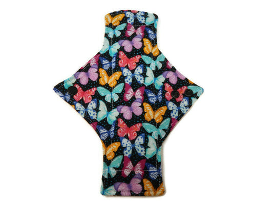 Stash Dash Event 2022 - Backed with Wind Pro® Fleece Flannel Butterflies Limited Edition Cotton Flannel Single Heavy Flow Day Pad - Tree Hugger Cloth Pads