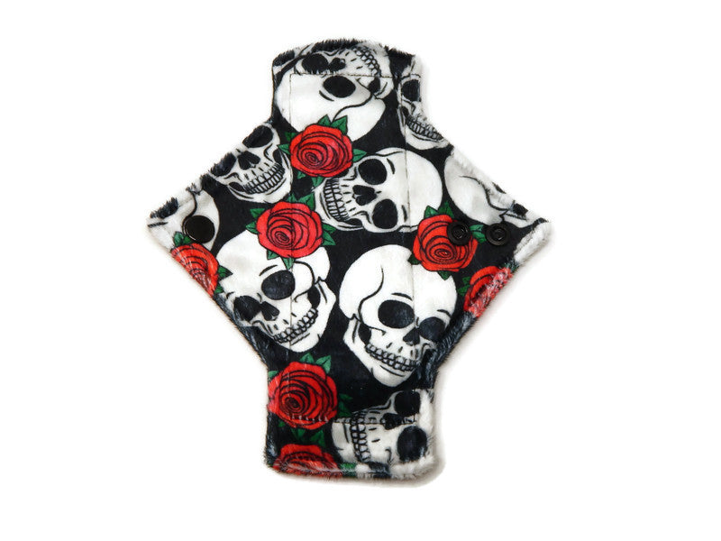 Stash Dash Event 2022 - Backed with Wind Pro® Fleece Skulls & Roses Limited Edition Minky Single Pantyliner - Tree Hugger Cloth Pads