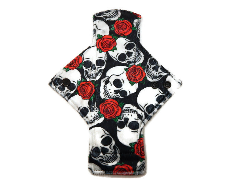 Stash Dash Event 2022 - Backed with Wind Pro® Fleece Skulls & Roses Limited Edition Minky Single Heavy Flow Day Pad - Tree Hugger Cloth Pads