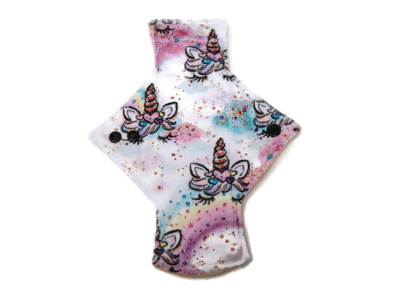 Stash Dash Event 2022 - Backed with Wind Pro® Fleece Glitter White Unicorns Limited Edition Minky Single Heavy Flow Day Pad - Tree Hugger Cloth Pads