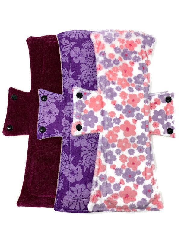 3 Fabric Sampler -Surprise Print Night/Postpartum Pad Set - Tree Hugger Cloth Pads
