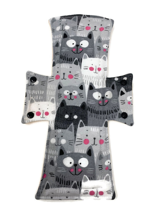 Flannel Grey Cats Cotton Single Night/Postpartum Pad